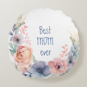 Blommigt för vattenfärg Botaniskt romskt Rund Kudde