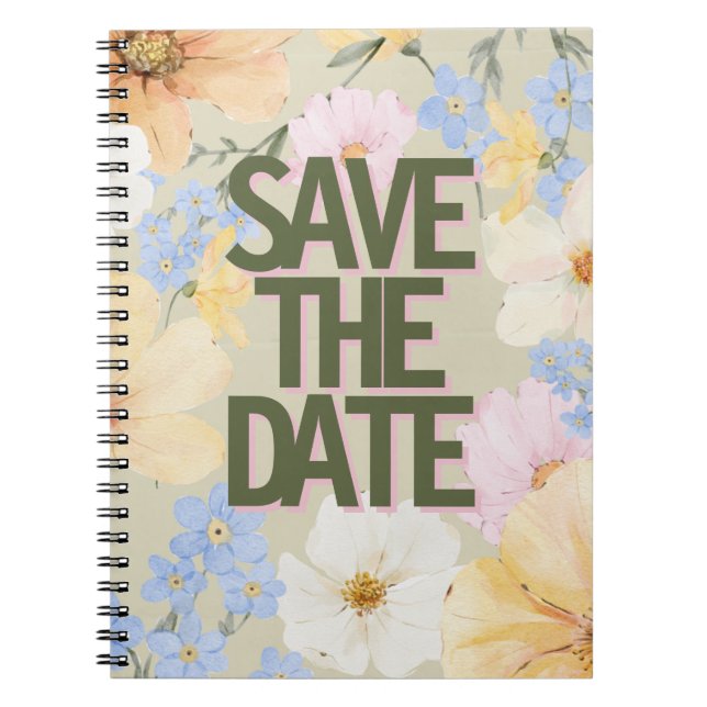 Blommigt för vattenfärg Bröllop Anteckningsbok (Framsidan)