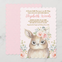  Blommigt för vattenfärg Bunny Girl Baby Shower