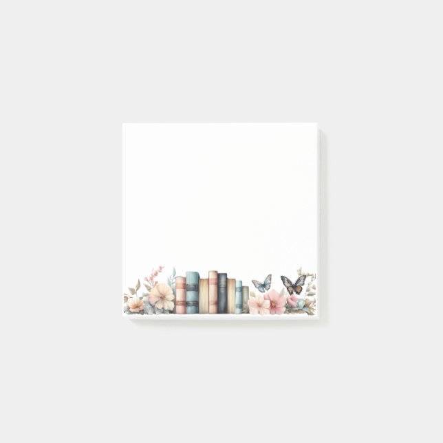 Blommigt för vattenfärg Butterfly Bokar Post-it Block (Framsida)