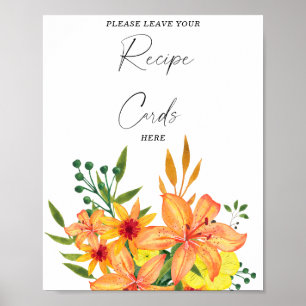 Blommigt för vattenfärg Ditt recept-kort här Poster