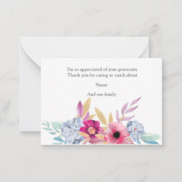 Blommigt för vattenfärg efter ytligt tack anteckningskort