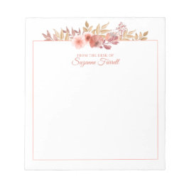 Blommigt för vattenfärg från skrivbordet i skriptp anteckningsblock