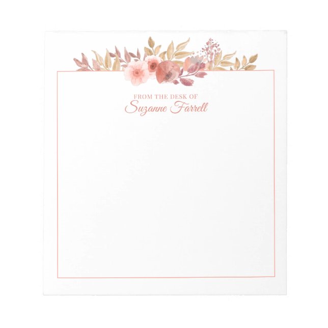 Blommigt för vattenfärg från skrivbordet i skriptp anteckningsblock (Framsida)