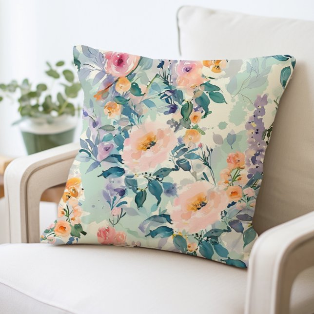 Blommigt för vattenfärg, fyllning av Elegant Kudde (Skapare uppladdad)