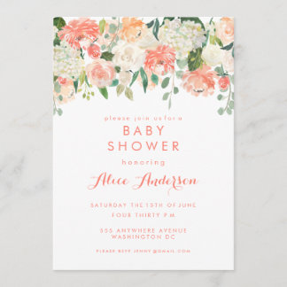 Blommigt för vattenfärg Garden Baby Shower Inbjuda Inbjudningar