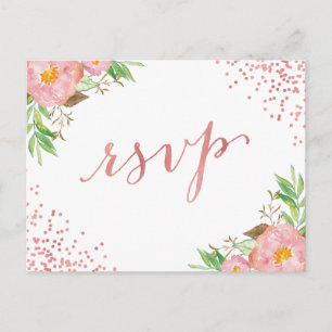 Blommigt för vattenfärg Garden Rosa Confetti OSA Inbjudan Vykort