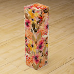 Blommigt för vattenfärg, höst presentask för vinflaska<br><div class="desc">En kollage av vattenfärgblommor från hösten i elegant och elegant höst löv täcker denna vinpresentlåda. MATCHING-objekt i vår butik.</div>