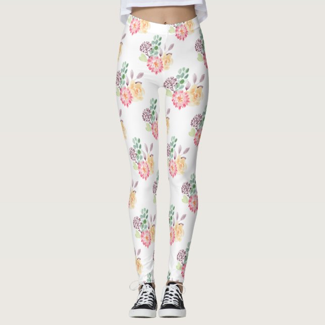 Blommigt för vattenfärg i chic Arrangemang Leggings (Framsida)