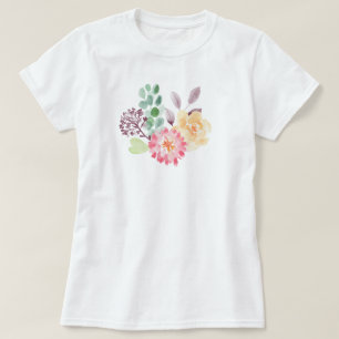 Blommigt för vattenfärg i chic Arrangemang T Shirt