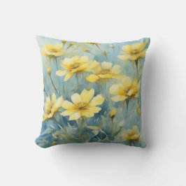 Blommigt för vattenfärg i för Gult av Springtime Kudde