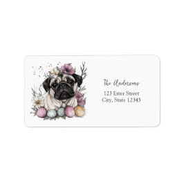 blommigt för vattenfärg i påsk adressetikett