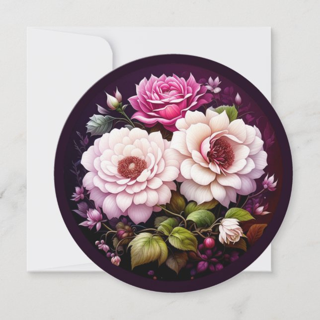 Blommigt för vattenfärg i rosa ros (Framsida)