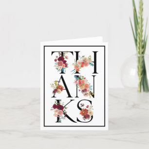 Blommigt för vattenfärg med enkel Elegant Tack Kort