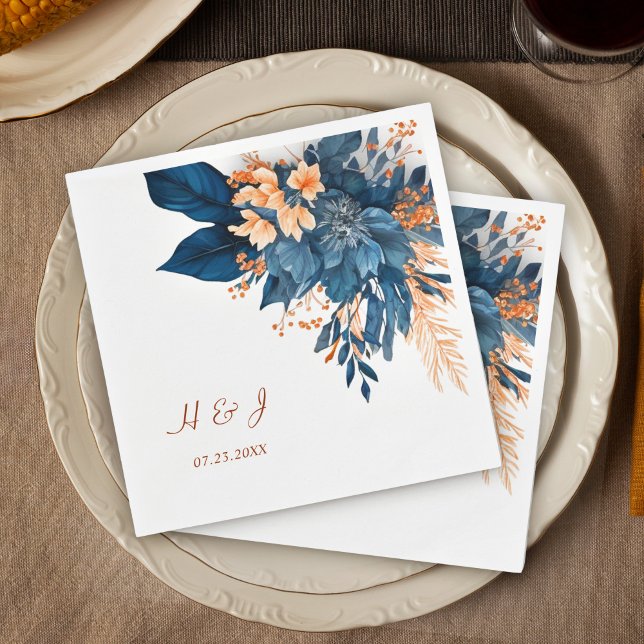 Blommigt för vattenfärg Modern Rustic Elegant bröl Pappersservett (Watercolor Floral Modern Rustic Elegant Wedding Napkins)