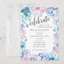 Blommigt för vattenfärg och födelsedag för Rustic 