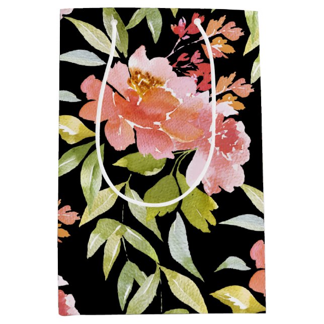 Blommigt för vattenfärg på svart (Framsidan)