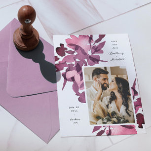 Blommigt för vattenfärg Plum Foto Spara datum Inbjudningar