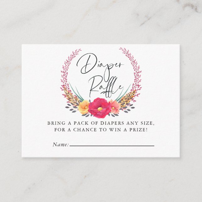 Blommigt för vattenfärg Safari Baby Shower Diaper  Tilläggskort (Framsida)