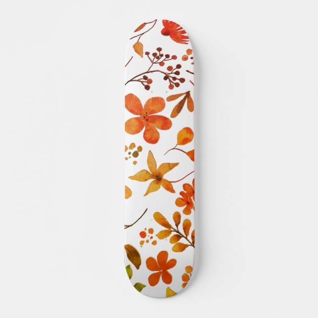 Blommigt för vattenfärg Skriv ut Mini Skateboard Bräda 18,5 Cm (Framsida)