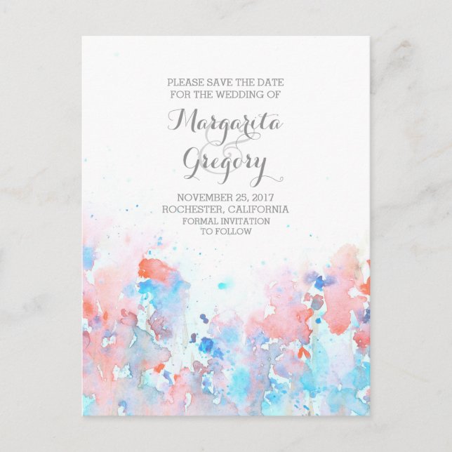 blommigt för vattenfärg spara vykort för datum (Framsida)