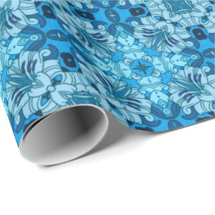 Blommigt för vattenfärgen Abstrakt Denim Blue Presentpapper