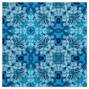 Blommigt för vattenfärgen Abstrakt Denim Blue Tyg