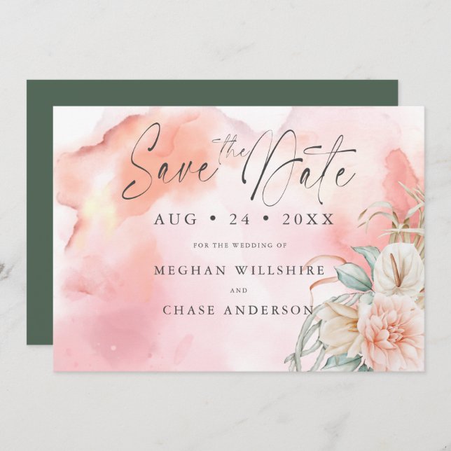 Blommigt för vattenfärgen Coral Ro (Fram/baksida)