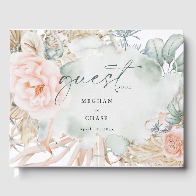 Blommigt för vattenfärgen Coral Ro Gästböcker (Framsida)