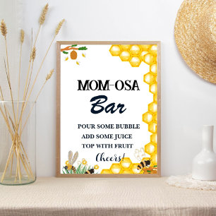 Blommigt för vattenfärgen Gult Honny Bee Mamma-osa Poster