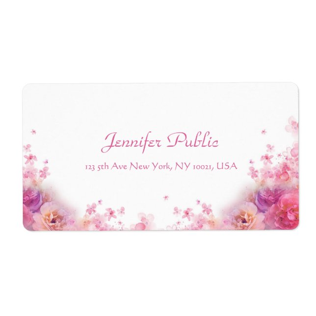 Blommigt för vattenfärger Ro Modern handskriftsskr Fraktsedel (Framsidan)