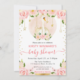 Blommigt för vattenfärgning Elegant Svan Babykläde Inbjudningar