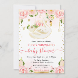 Blommigt för vattenfärgning Elegant Svan Babykläde Inbjudningar
