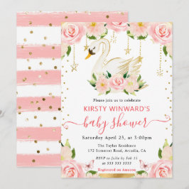 Blommigt för vattenfärgning Elegant Svan Babykläde Inbjudningar