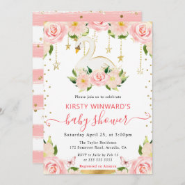 Blommigt för vattenfärgning Elegant Svan Babykläde Inbjudningar