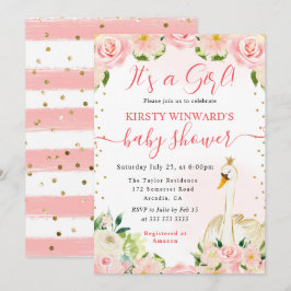 Blommigt för vattenfärgning Elegant Svan Babykläde Inbjudningar