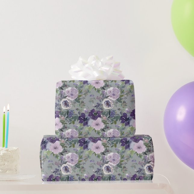 Blommigt för vattenfärgning Lila  Insvällning Papp Presentpapper (Festgåvor)