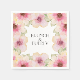 Blommigt för vattenfärgning Rosa Brunch & Bubly Pappersservett