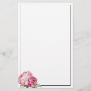 Blommigt för vattenfärgning rosa rosa peonies rosa brevpapper