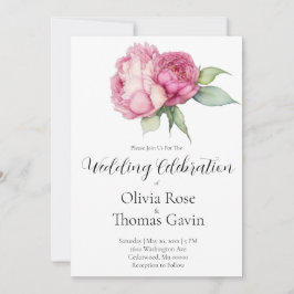 Blommigt för vattenfärgning rosa rosa peonies rosa inbjudningar