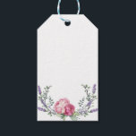 Blommigt för vattenfärgning rosa rosa peonies rosa presentetikett<br><div class="desc">En elegant- och vintage som innehåller eukalyptus och lavender som är målade i romantiska vattenfärger.</div>