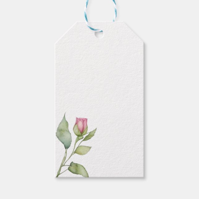 Blommigt för vattenfärgning rosa rosa peonies rosa presentetikett (Framsidan)