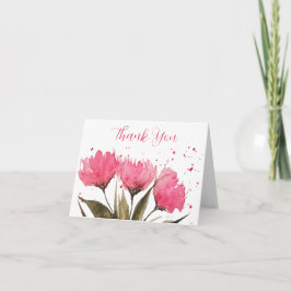 Blommigt för vattenfärgning - Rosa - tackkort