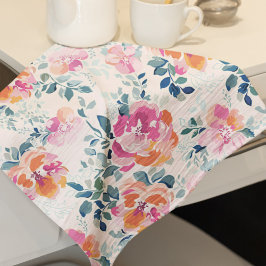 Blommigt för vattenfärgsblommor Mönster Elegant Kökshandduk
