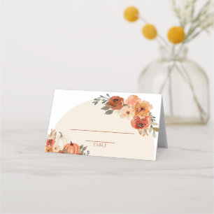 Blommigt för vattenfärgsfall Pumpkin Burnt Orange  Placeringskort