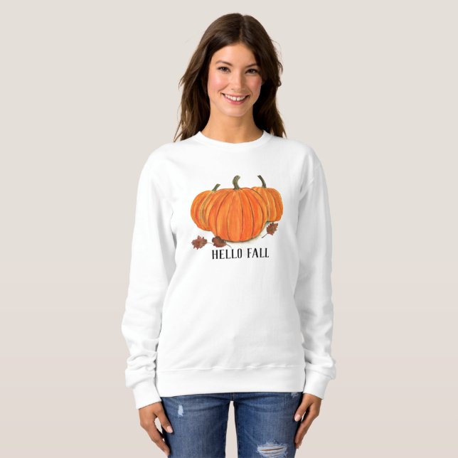 Blommigt för vattenfärgsfallande höstpumpa Löv T Shirt (Hel framsida)
