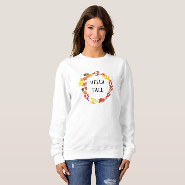 Blommigt för vattenfärgsfallande höstpumpa Löv T Shirt (Hel framsida)