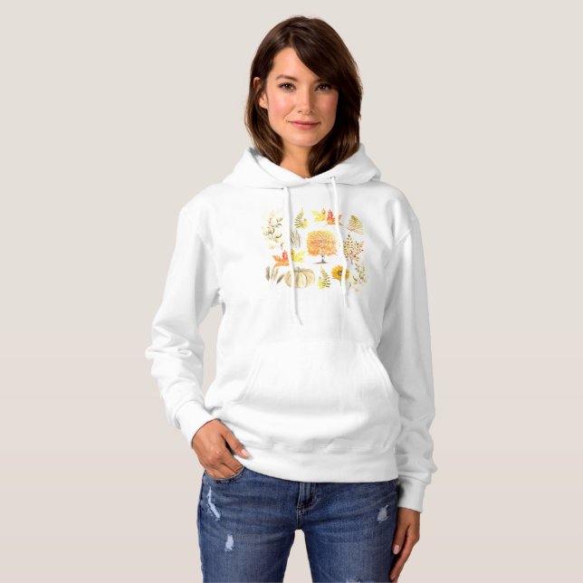 Blommigt för vattenfärgsfallande höstpumpa Löv T Shirt (Hel framsida)