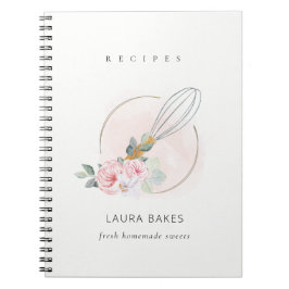 Blommigt för vattenfärgsfärg för trä Chef Recipe Anteckningsbok