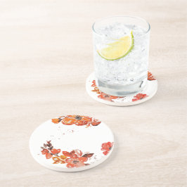 Blommigt för vattenfärgsfärgad orange spegel underlägg